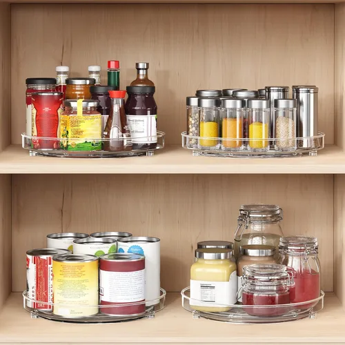 Miniatura 7 de Optish Paquete de 4 organizadores Lazy Susan, tocadiscos Lazy Susan de 9.5 pulgadas para gabinete, organizador de refrigerador para organizadores