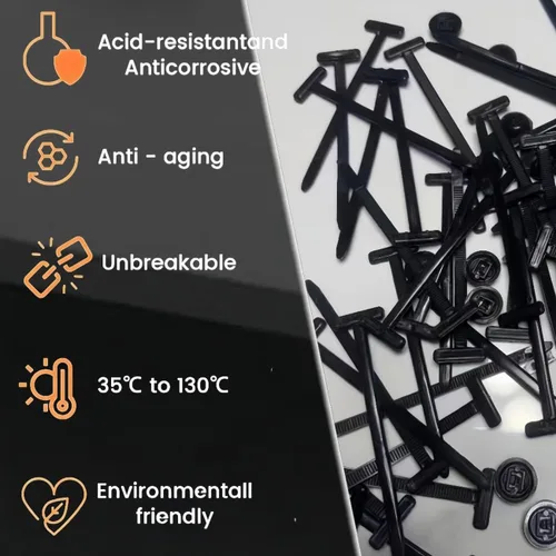 Miniatura 4 de Hebilla universal de nailon para atar cables, bridas negras resistentes con diseño de pasador y botón, bridas de plástico para cables