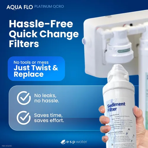 Miniatura 2 de Kit de filtro QCRO RO original Aqua Flo Platinum con membrana y cartuchos de 50 GPD Filtración de 4 etapas, fácil instalación, reducción