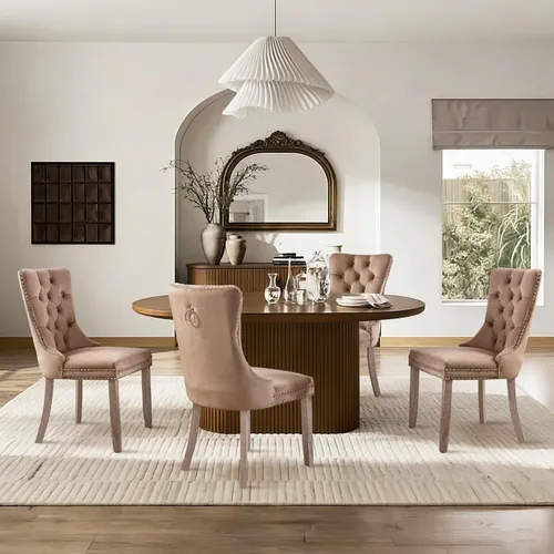 Miniatura 3 de SoarFlash Juego de 6 sillas de comedor de terciopelo, silla lateral de respaldo alto, silla lateral moderna tapizada de alta gama con capitoné