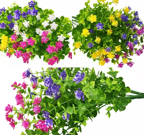 Miniatura 4 de 16 paquetes de flores artificiales para exteriores, resistentes a los rayos UV, plantas de boj falsas, vegetación sintética para interiores