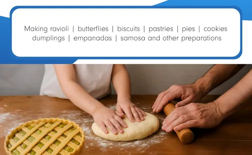 Miniatura 6 de Tredoni Rueda de pastelería de 1.6 pulgadas - cortador/engarzador de sellos de masa, fabricante de pasta/ravioli/pastel, rueda de acero inoxidable