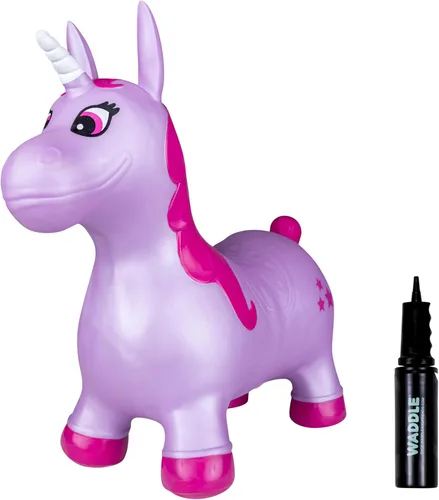 Miniatura 7 de WADDLE Bouncy Hopper - Peluche inflable de animales para interiores y exteriores, juguete para niños pequeños y niños, bomba incluida, niños y niñas