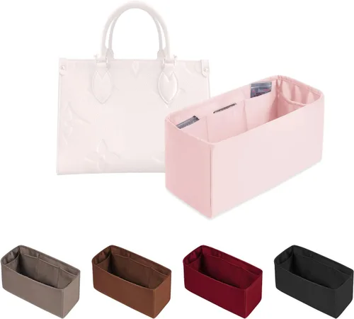 Miniatura 13 de Organizador de bolso para Onthego, inserto de bolsa sedoso, moldeador de bolso ligero para mujer, múltiples bolsillos de material satinado, uso