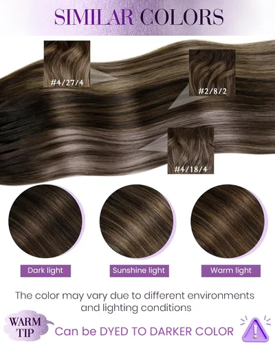 Miniatura 6 de LaaVoo I Tips - Extensiones de cabello humano real con punta en I, color marrón oscuro con balayage, extensiones de cabello humano con punta en I