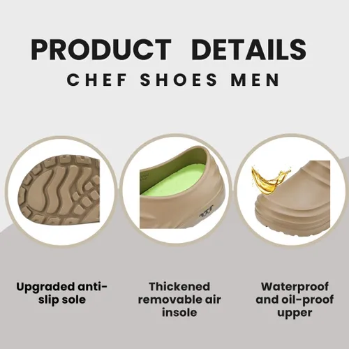 Miniatura 5 de ZSpzx Zapatos de chef para hombres y mujeres, zapatos de chef antideslizantes, resistentes al aceite, zuecos para mujer, zapatos de trabajo, zapatos