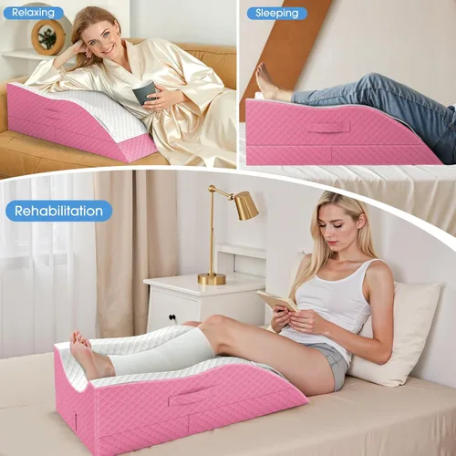 Miniatura 14 de TranquilRelax Almohadas de elevación para pierna después de la cirugía, almohada de cuña ajustable de espuma viscoelástica para lesiones o descanso