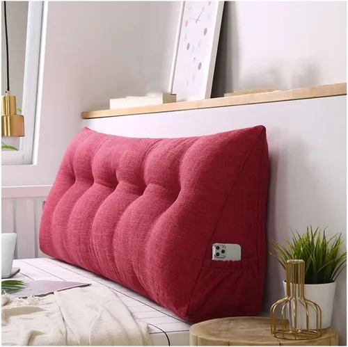 Miniatura 8 de Almohada triangular para cabecero, almohada de cuña grande para respaldo de lectura para sofá cama, cojín triangular con bolsillo y funda extraíble