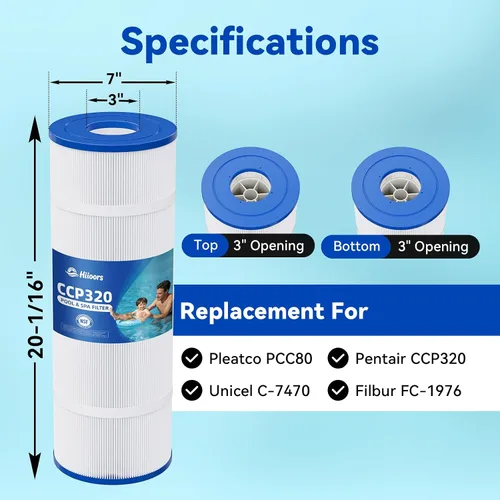 Miniatura 2 de Paquete de 4 cartuchos de filtro de piscina CCP320, compatibles con Pentair Clean & Clear Plus 320, reemplaza Pleatco PCC80-PAK4, Pentair R173573