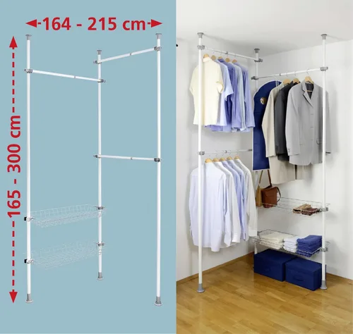 Miniatura 11 de WENKO Perchero de acero ajustable, blanco, 64.6-84.7 x 65-118.1 x 15