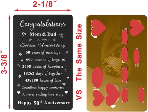 Miniatura 2 de ENGZHI Tarjeta de regalo del 50 aniversario para padres – Felicitaciones mamá y papá por tu aniversario de oro – Feliz quincuagésimo aniversario