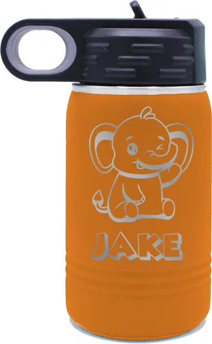 Miniatura 10 de My Personal Memories Botella de agua personalizada de 12 onzas para niños con pajilla, vaso aislado de doble pared para niños, niñas, escuela, Azul