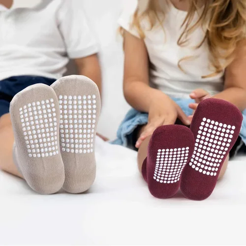 Miniatura 5 de JAKIDAR Paquete de 12 calcetines de algodón con agarre antideslizante para niños y niñas