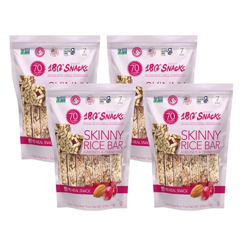 Miniatura 7 de 180 Snacks Barra de arroz delgada con sal del Himalaya, 1 paquete, 3.22 onzas (arándano y almendra)