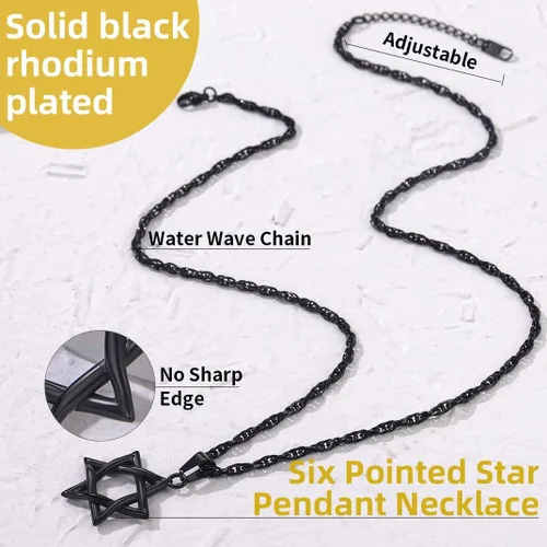 Miniatura 4 de GOLDCHIC JEWELRY Judaism Jewish Israel Star of David Cross Pendant Mens Punk Rock 316L Stainless Steel18K Gold PlatedBlack Rhodium Plated Hexagram