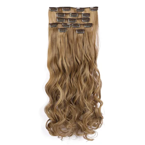 Miniatura 11 de OneDor® Extensiones de cabello sintético rizado de 20 pulgadas, 7 unidades, 4.53 oz (#99J rojo vino)
