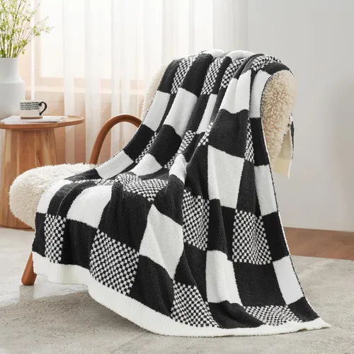 Miniatura 12 de Snuggle Sac - Manta a cuadros, manta roja para sofá, manta de microfibra de franela buffalo a cuadros, mullida, cálida, acogedora, suave, manta