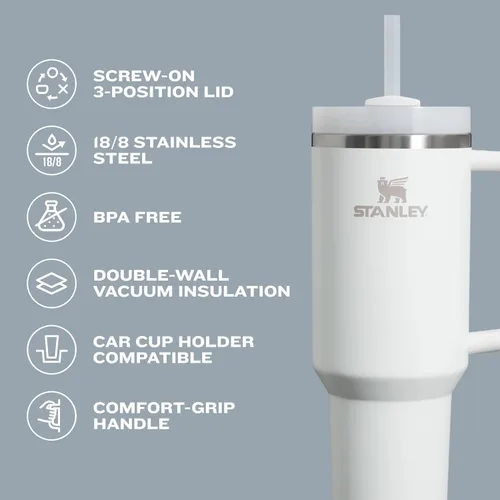 Miniatura 4 de STANLEY Quencher H2.0 FlowState - Vaso térmico de acero inoxidable con aislamiento al vacío, vaso con tapa y pajita para agua, té o café helado