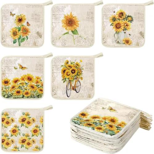 Miniatura 24 de Bencailor 12 soportes para ollas con bolsillo para cocina, guantes calientes para horno, bolsa de galletas, guantes de horno para cocina, regalo