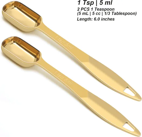 Miniatura 2 de 2 piezas de 1 cucharadita (0.2 onzas líquidas 1 cucharadita 1/3 cucharadas 5 cc 1/6 oz) cuchara medidora de acero inoxidable, cuchara