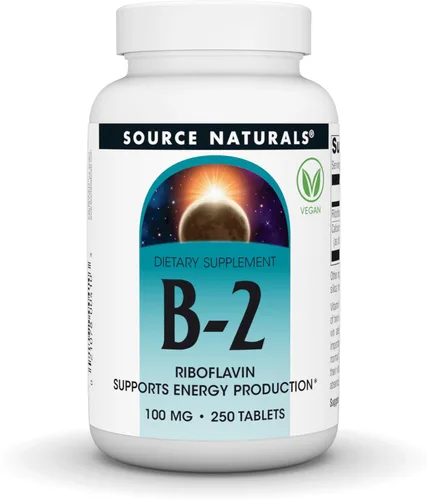 Source Naturals Vitamina B-2 Riboflavina 100 mg Apoya la Producción de Energía - 250 Tabletas