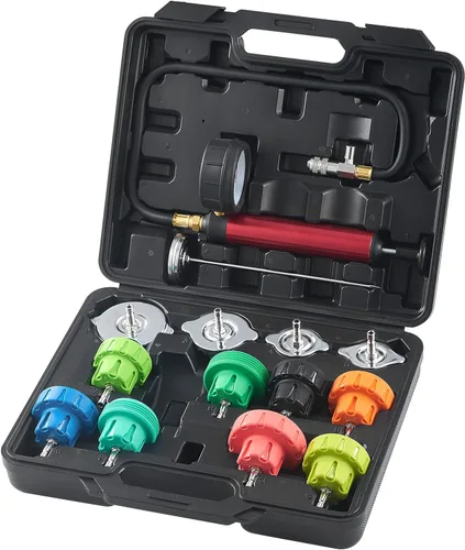 VEVOR Kit de probador de presión de radiador para sistema de refrigeración automotriz, kit de probador de presión de radiador de 14 piezas con bomba