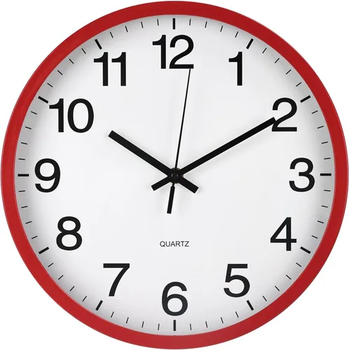 Miniatura 11 de Reloj de pared silencioso sin tictac, movimiento de cuarzo, estilo moderno, simple, redondo, de plástico, para hogar, oficina, escuela, sala de Negro