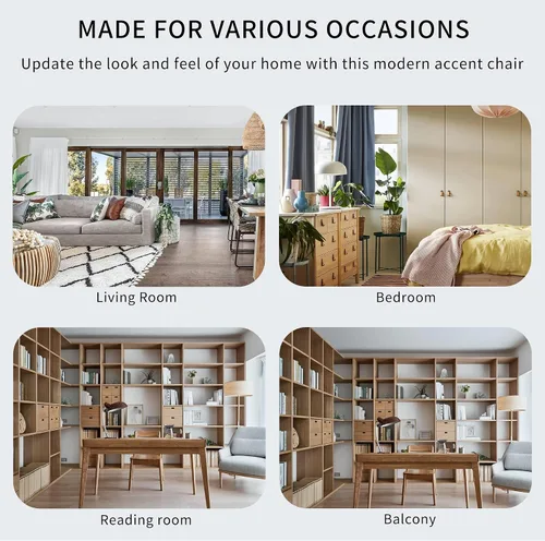 Miniatura 7 de Harper & Bright Designs Silla giratoria de 360 grados, moderna silla tapizada de terciopelo, silla suave con cojín de asiento para sala de estar