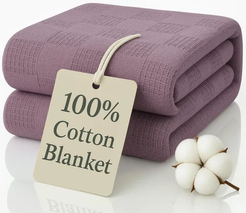 Miniatura 14 de JMR - Manta de punto gofre, 100 % algodón, tamaño Queen, ligera, tejida de punto gofre, para cama, sofá y sofá, transpirable, cómoda para todas
