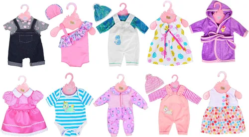 Miniatura 2 de Ebuddy Ropa de muñeca, 10 juegos de ropa de muñeca para muñecas de 14 a 16 pulgadas, muñecas de bebé recién nacidas de 16.9 in, muñecas de 15