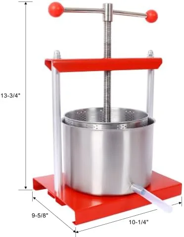 Miniatura 3 de Prensa manual de vino de frutas, máquina de prensa de barriles de acero inoxidable de 0.8 galones para jugo, verduras, vino, aceite de oliva