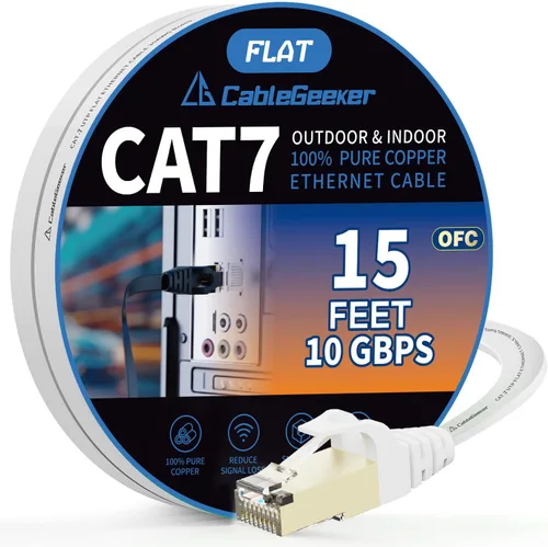 Miniatura 13 de Cable blindado Cat 7 para conexión de Ethernet (cable de la más alta velocidad), plano, tiene un conector RJ45 a prueba de enganche, para módem