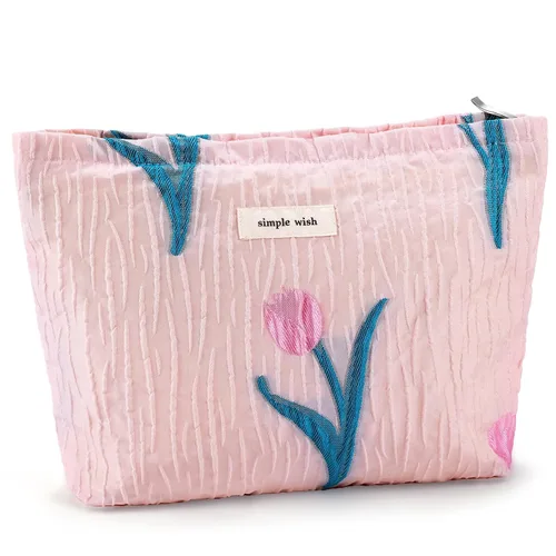 Bolsa de maquillaje de flores para mujer, bonita bolsa de maquillaje para bolso, bolsa de cosméticos con cremallera, bolsa de cosméticos de lona