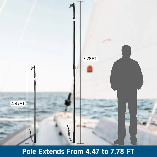Miniatura 3 de SANLIKE Telescopic Fiberglass Boat Hook with Non-Slip Plastic Hand Grips for Docking