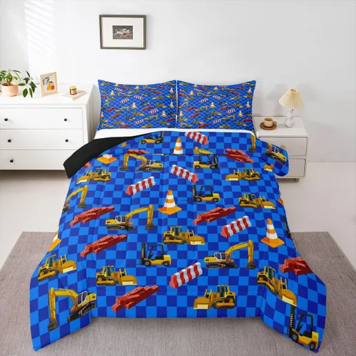 Miniatura 23 de Erosebridal Juego de edredón de camión de bomberos para niños, juego de ropa de cama de panal rojo brillante con diseño de panal de abeja