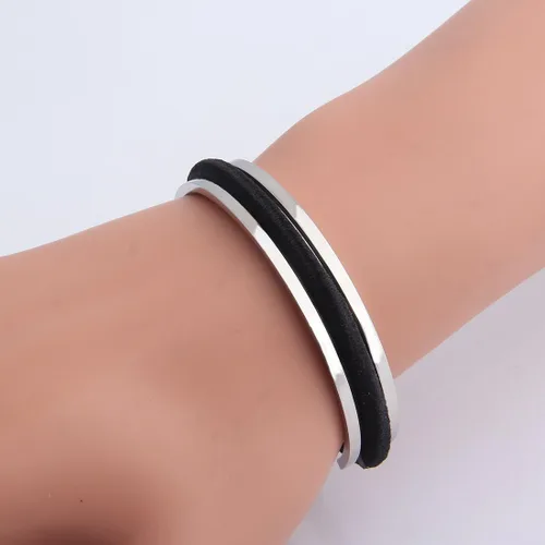 Miniatura 6 de Zuo Bao Pulsera de lazo para el cabello, pulsera de acero inoxidable para mujer, Metal