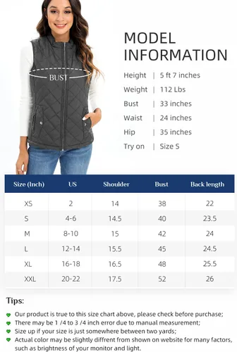 Miniatura 4 de Xeoxarel Chaleco acolchado para mujer, chaleco acolchado (disponible en 2 bolsillos interiores)