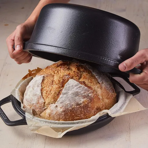 Miniatura 4 de Victoria Cocina combinada de hierro fundido de 6 cuartos de galón, horno holandés combinado y sartén, fabricado en Colombia, juego de 2 piezas
