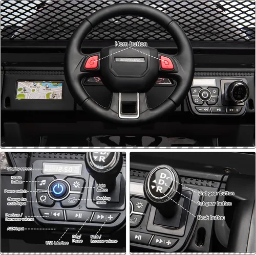 Miniatura 5 de SEHOMY - Camioneta eléctrica de 2 plazas para niños con control remoto, auto eléctrico de 12 V para niños de 3 años - Suspensión de resorte, luces