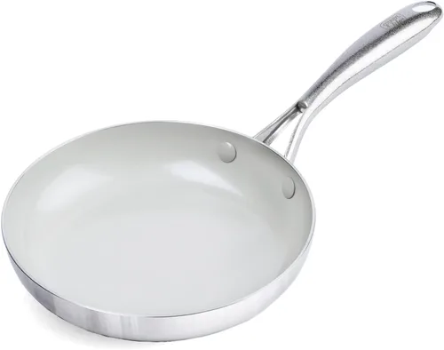 GreenLife Sartén antiadherente de cerámica saludable de acero inoxidable de tres capas, de 8 pulgadas, sin PFAS, multicapa, inducción, apto para