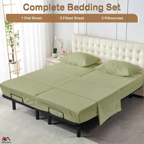 Miniatura 63 de ARlinen Juego de sábanas divididas tamaño Queen, 5 piezas, 100% algodón egipcio para camas ajustables, bolsillo profundo de hasta 16 pulgadas, juego