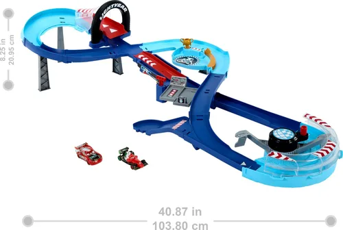 Miniatura 9 de Mattel Disney y Pixar Cars Set de Juego con 2 Vehículos de Juguete, Lightning McQueen y Francesco Bernoulli, Pista de Carreras GRC con Salto