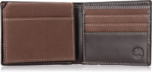 Miniatura 22 de Timberland Cartera de lona de cuero Baseline para hombre con bolsillo abatible adjunto