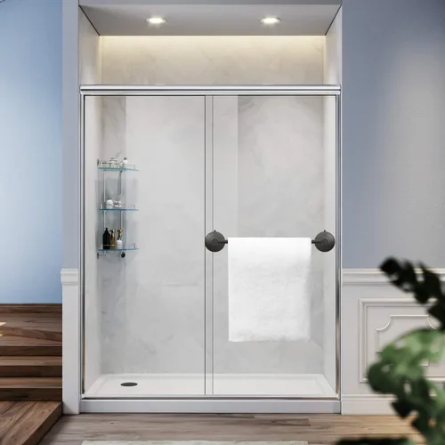 Miniatura 2 de DGYB Toallero ajustable con ventosa para baño de 14 a 27 pulgadas, juego de 2 toalleros de acero inoxidable negro mate para puerta de ducha
