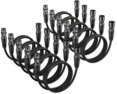 Miniatura 14 de XLR Cables 3 pies 4 paquetes – Cable de micrófono macho a hembra con 3 pines equilibrados XLR cables de altavoz XLR cable de micrófono