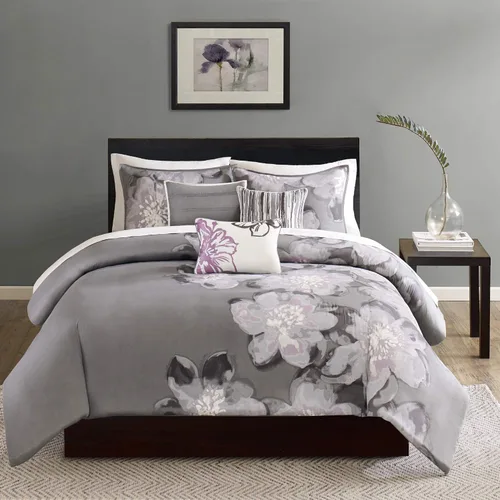 Miniatura 11 de Madison Park Juego de edredón 100% algodón, hermoso diseño floral, para todas las estaciones, juego de ropa de cama transpirable, fundas a juego