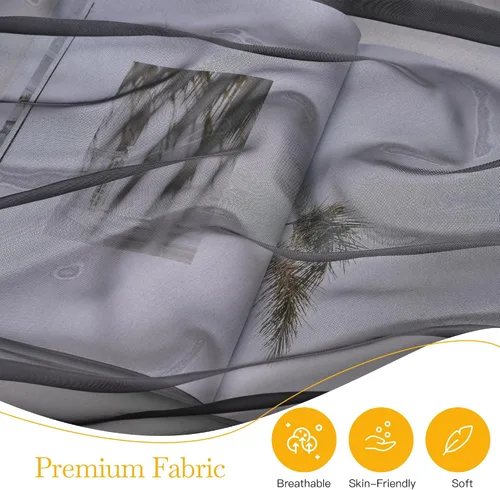 Miniatura 2 de RYB HOME Canopy Bed Curtains with Tie Tops and Tie Backs, White Sheer for Twin Full Queen King Bed, 8 Panels, Black, 45 inch Wide by 96 inch Long