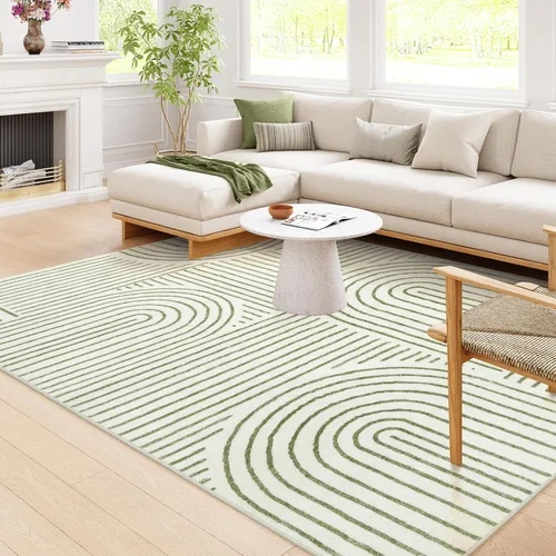 Lahome - Alfombras abstractas de 8 x 10 para sala de estar, alfombras suaves de 8 x 10 en verde para dormitorio, alfombra antideslizante, alfombra
