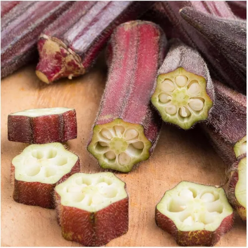 Miniatura 3 de Everwilde Farms - 1 libra de semillas de okra rojo burdeos - Gold Vault