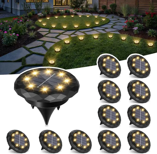 Miniatura 9 de SOLPEX Mini Luces Solares de Suelo, Juego de 12 Luces Solares para Exterior Impermeables, Iluminación de Paisaje para Camino de Jardín, Entrada